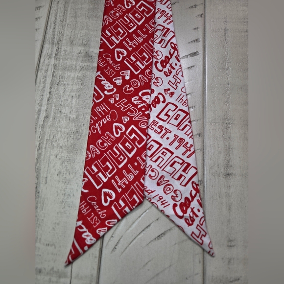 Coach Poppy Graffiti reversible "Script" ponytail scarf, NWOT - Picture 2 of 5